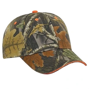 Camouflage Brushed Cotton Twill Sandwich Visor Low Profile Pro Style Cap. Blank