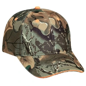 Polyester Six Panel Low Profile Pro Style Camouflage Cap With Sandwich Visor. Blank