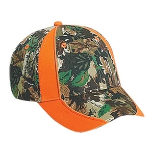Two Tone Six Panel Pro Style Cotton Twill Camouflage Cap With Piping Design. Blank
