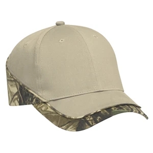 Camouflage Piping Design Brushed Cotton Twill Two Tone Pro Style Cap. Blank