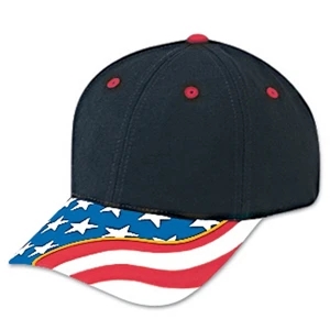 Low Fitting Pro Style Cap With United States Flag With Yellow Ribbon Visor. Blank
