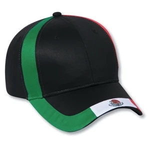 Two Tone Six Panel Low Profile Pro Style Cap With Mexico Flag Design. Blank