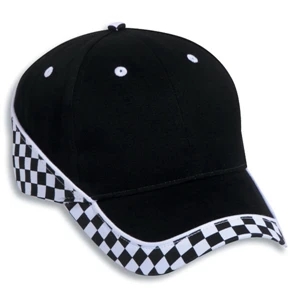 Two Tone Brushed Cotton Twill Six Panel Pro Style Cap With Racing Pattern. Blank