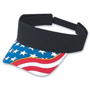 Brushed Cotton Twill Sun Visor With United States Flag With Yellow Ribbon. Blank
