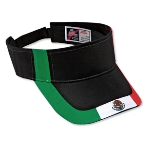 Two Tone Cotton Twill Sun Visor With Mexico Flag Design And Hook And Loop. Blank