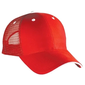Structured, Solid Color Brushed Bull Denim Pro Style Cap With Sandwich Visor. Blank