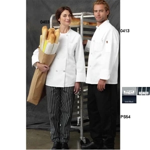 Chef Designs - X S- X L - Eight Pearl Button Chef Coat With Thermometer Pocket. Blank Product