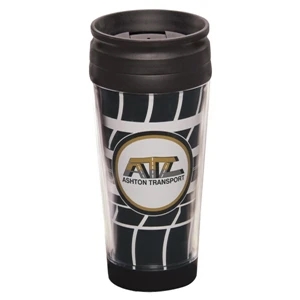 Trimaxx - Tumbler, 16 Oz With Wraparound Insert And Spill Resistant Lid. 3 1/2" W X 7 3/8" H