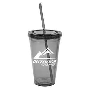 Serenity - 16 Oz. Tumbler, Double-wall Insulated, Screw-on Lid, Straw Included. 3 5/8" W X 8" H