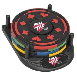 The Gambler N-dome (tm) - Non Skid Bottom Coaster Set Packed In 4-pieces With Base