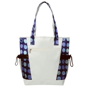Embroidery - Designer Pattern Tote Has Zipper Front Pocket And Mesh Pocket On Each Side