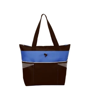 Silkscreen - Color-block Fashion Tote With Zippered Main Compartment And 22" Handles