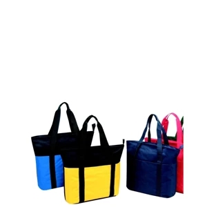 Embroidery - Large Zippered Tote Bag With End-to-end Front Pocket And 24" Carrying Handles