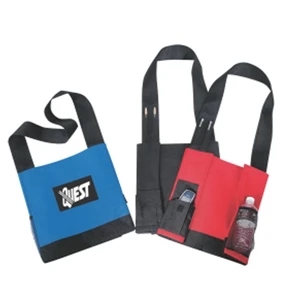 Embroidery - Shoulder Polyester Tote Bag With Mesh Bottle Holder And 38" Shoulder Strap