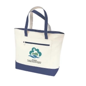 Embroidery - Canvas Zippered Tote Bag With 21" Carrying Handles And Zippered Front Pocket
