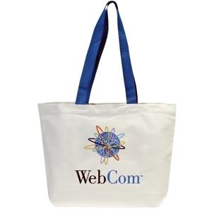Embroidery - Canvas Tote With 24" Webbed Color Handles And Velcro (r) Closure