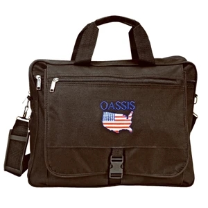 Silkscreen - Expandable Executive Portfolio Bag With Shoulder Strap With Metal Hardware