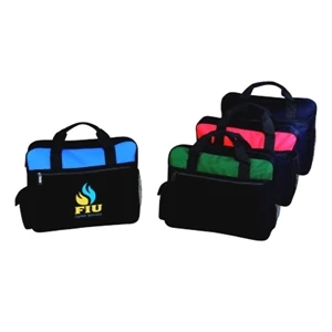 Embroidery - Polyester Portfolio Bag With Cell Phone Pocket And Mesh Bottle Holder