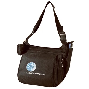 Embroidery - Expandable Messenger Brief Bag With Cell Phone Pocket And Coin Pouch