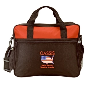 Silkscreen - Two Tone Polyester Portfolio Bag With Zippered Front Pocket And Id Window