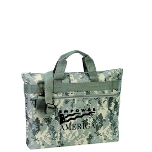 Embroidery - Digital Camouflage Document Portfolio Bag With Zippered Front Pocket And Handles