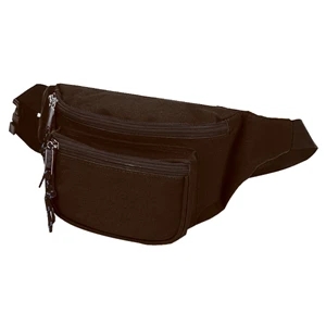 Three-pocket Polyester Fanny Pack With Vinyl Backing And 50" Adjustable Strap