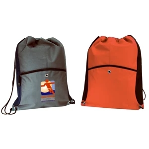 Embroidery - Large Drawstring Backpack Made Of 600-denier Polyester With Vinyl Backing