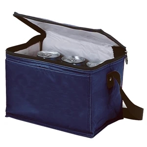 Silkscreen - Six-can Cooler Bag With Front Pocket, Contrasting Black Zipper And Handle