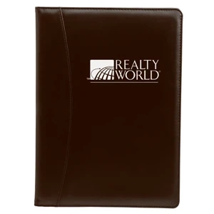 Blind Debossing - Simulated Leather Padfolio With Pen Loop And Interior Organizer