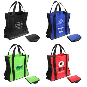 Wave Rider - Folding Tote Bag With Black Accent Trim And Reinforced Bottom Panel