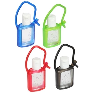 Cool Clip - Gel Hand Sanitizer In Colored Rubber Tagalong Case; .50 Oz Of Antibacterial Gel
