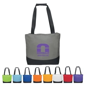 Curve - Silkscreen - Tote Bag With Top Zippered Closure And Web Handles