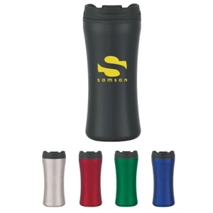 Stainless Steel Double Wall Tumbler With Screw On Spill Resistant Flip Top Lid