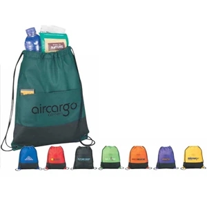 West Coast - Drawstring Cinch Backpack. 80-gram Non-woven Polypropylene. Velcro Front Pocket