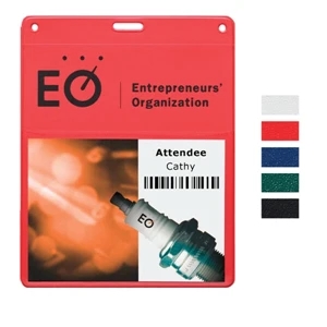 Conventional Badge Holder With Holes And Slit-top Load With Double Pockets