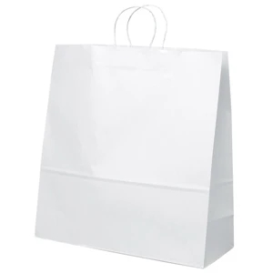 Duke Shopper - White Kraft Paper Shopping Bag With Matching Twisted Paper Handles
