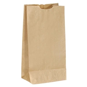 Unlined Brown Paper Popcorn Bag With Serrated Cut Top, Side And Bottom Gussets