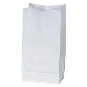 White Unlined Paper Peanut Bag With Serrated Cut Top, Side & Bottom Gussets