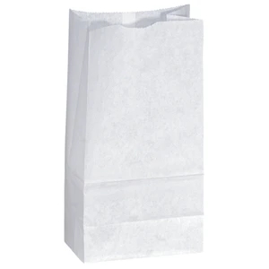 White Popcorn Paper Bag, Unlined With Serrated Cut Top, Side & Bottom Gussets