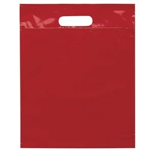 12" X 15" X 3" - Plastic Bags With Reinforced Die Cut Handles; Recyclable, Reusable