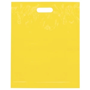 15" X 19" X 3" - Plastic Bags With Reinforced Die Cut Handles; Recyclable, Reusable