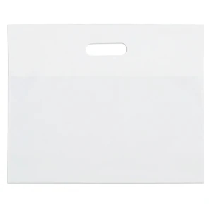16" X 13" - White Die Cut Plastic Handle Bag With Fold-over Reinforced Die Cut Handles