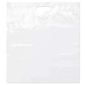 18" X 20" X 4" - White Die Cut Plastic Handle Bag With Fold-over Reinforced Die Cut Handles