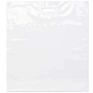 22" X 24" X 5" - White Die Cut Plastic Handle Bag With Fold-over Reinforced Die Cut Handles