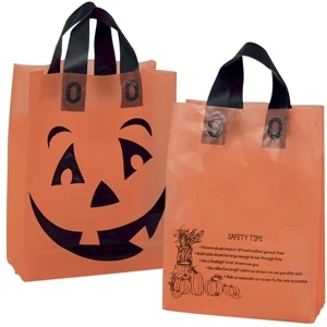 Shopper - Orange Frosted Pumpkin Shopping Bag With Black Soft Loop Handles