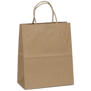 Uptown Shopper Hollywood - Kraft Paper Shopping Bag With Mirage Stripe Pattern Finish And Fold-over Top