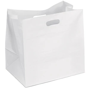 Chuckwagon - Hi-density White Plastic Die Cut Handle Bag With Cardboard Bottom Insert