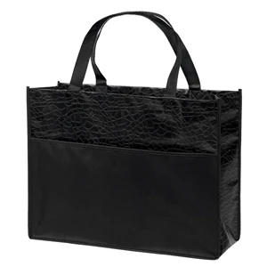 Couture - Gloss Laminated Tote Bag With Tone-on-tone Reptile Design And Front Pocket