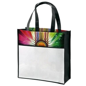 Cosmo - Gloss Laminated Tote Bag With Vibrant Cityscape Design And Colorvista Imprint
