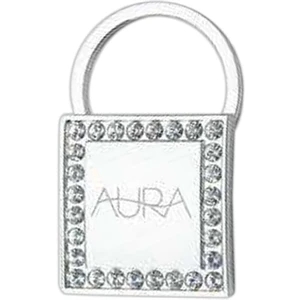 Pinemax - High Polish Metal Key Holder, Square Shape With Crystal Accents